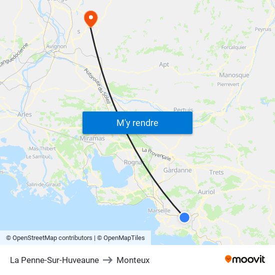 La Penne-Sur-Huveaune to Monteux map