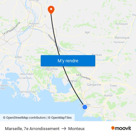 Marseille, 7e Arrondissement to Monteux map