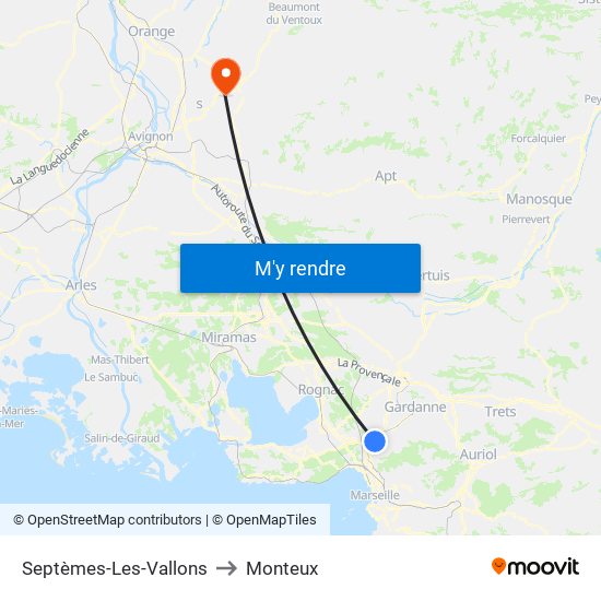 Septèmes-Les-Vallons to Monteux map