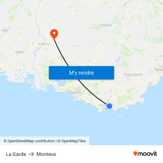 La Garde to Monteux map
