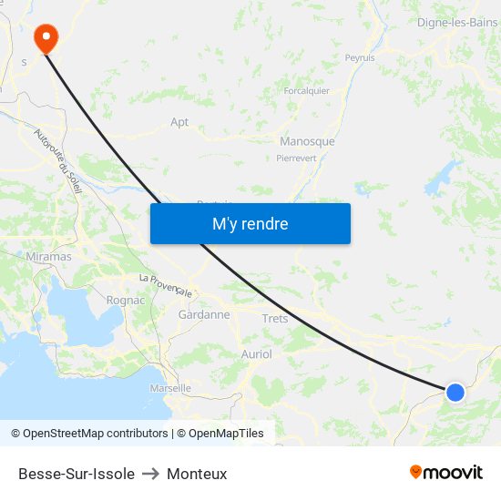 Besse-Sur-Issole to Monteux map