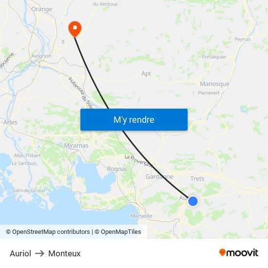 Auriol to Monteux map