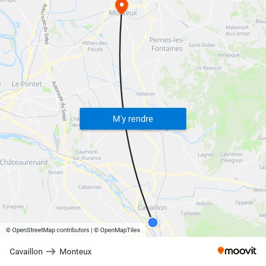 Cavaillon to Monteux map