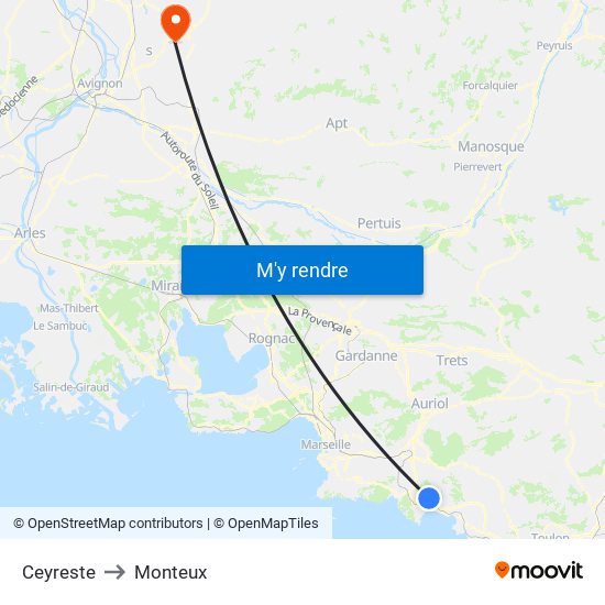 Ceyreste to Monteux map
