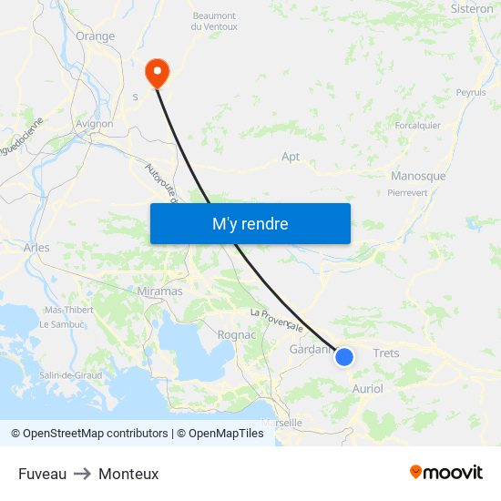 Fuveau to Monteux map