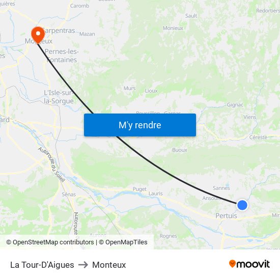 La Tour-D'Aigues to Monteux map