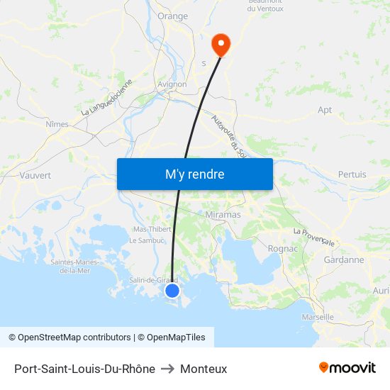 Port-Saint-Louis-Du-Rhône to Monteux map