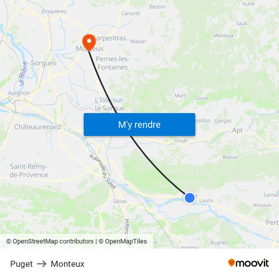 Puget to Monteux map