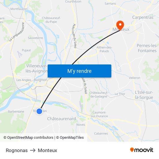 Rognonas to Monteux map