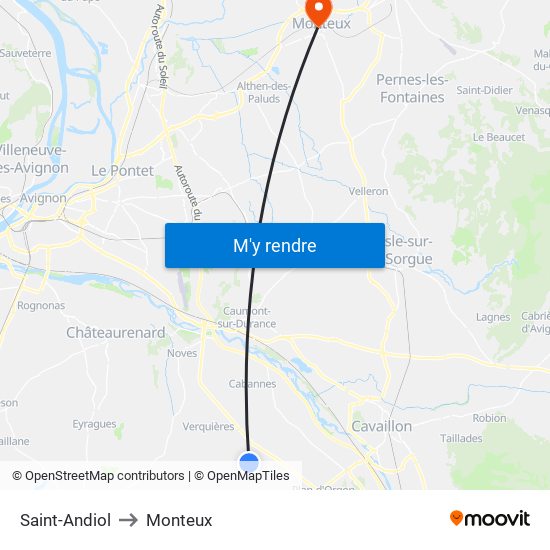 Saint-Andiol to Monteux map