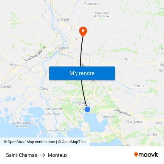 Saint-Chamas to Monteux map