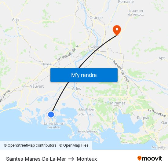 Saintes-Maries-De-La-Mer to Monteux map