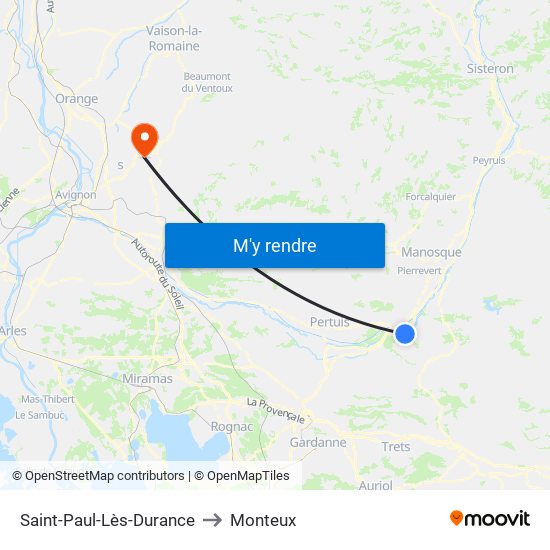 Saint-Paul-Lès-Durance to Monteux map