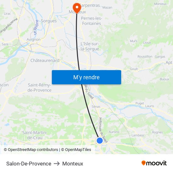 Salon-De-Provence to Monteux map