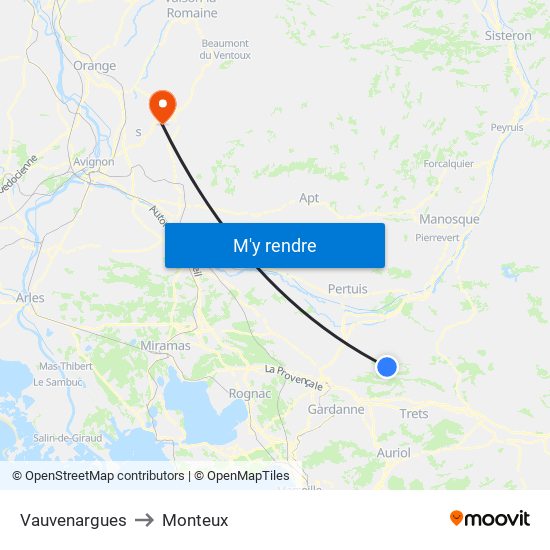 Vauvenargues to Monteux map