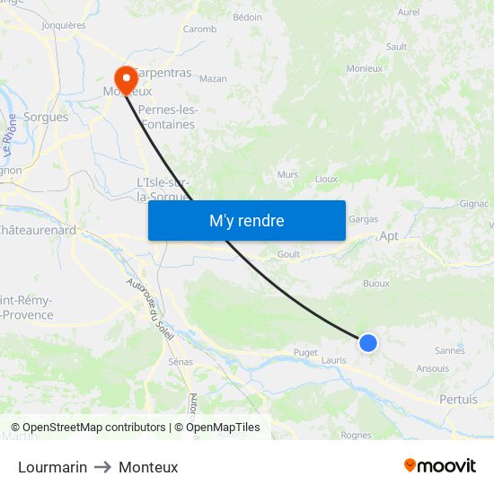 Lourmarin to Monteux map