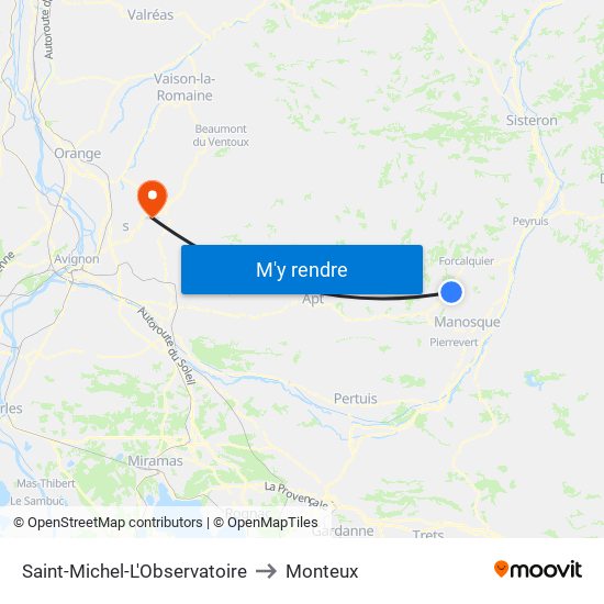 Saint-Michel-L'Observatoire to Monteux map