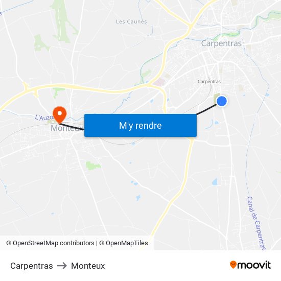 Carpentras to Monteux map
