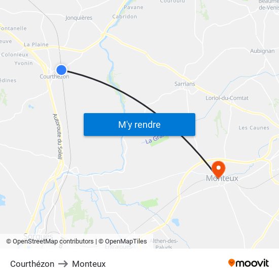 Courthézon to Monteux map