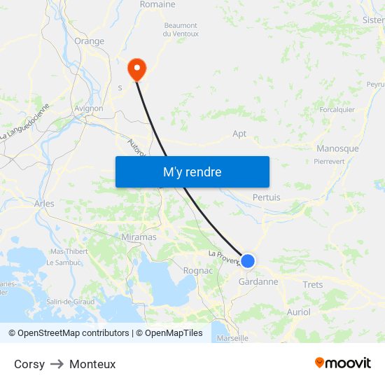 Corsy to Monteux map