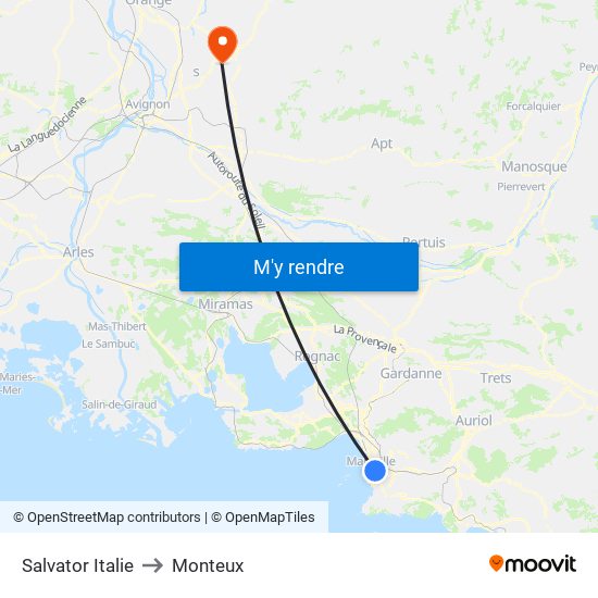 Salvator Italie to Monteux map