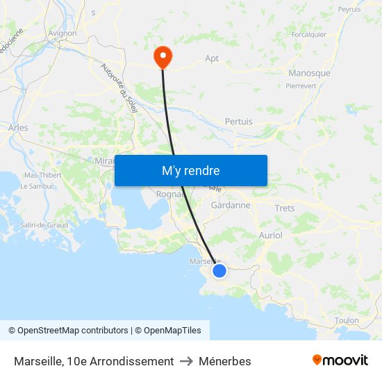 Marseille, 10e Arrondissement to Ménerbes map