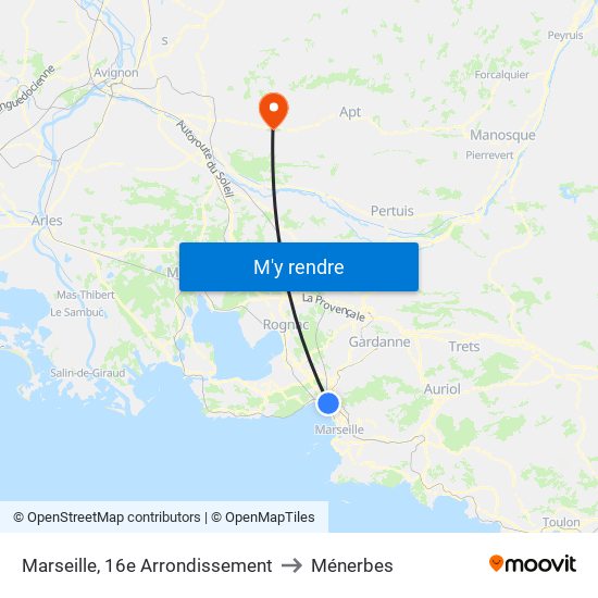 Marseille, 16e Arrondissement to Ménerbes map
