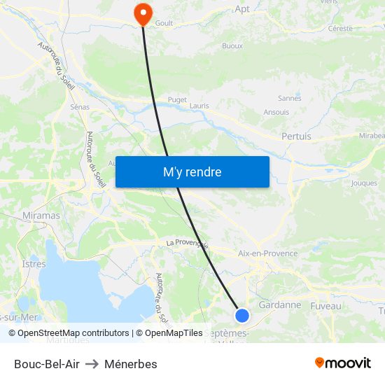 Bouc-Bel-Air to Ménerbes map