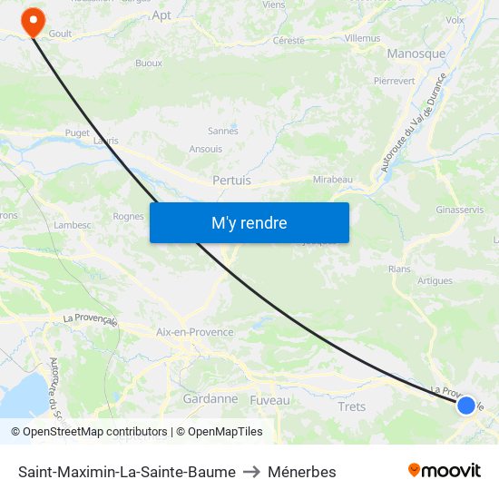 Saint-Maximin-La-Sainte-Baume to Ménerbes map