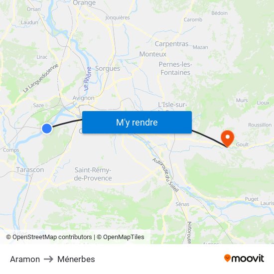 Aramon to Ménerbes map