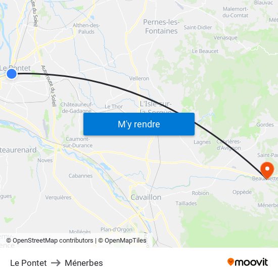Le Pontet to Ménerbes map