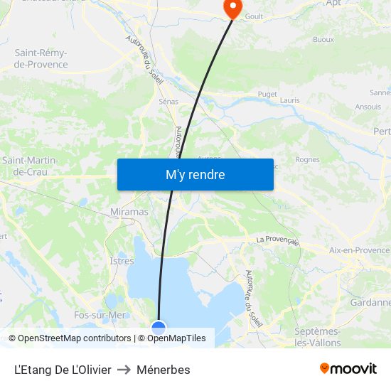 L'Etang De L'Olivier to Ménerbes map