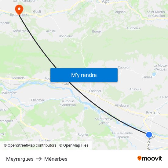 Meyrargues to Ménerbes map