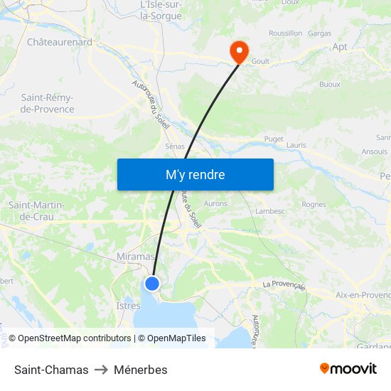 Saint-Chamas to Ménerbes map