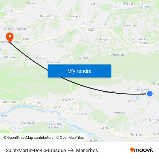 Saint-Martin-De-La-Brasque to Ménerbes map