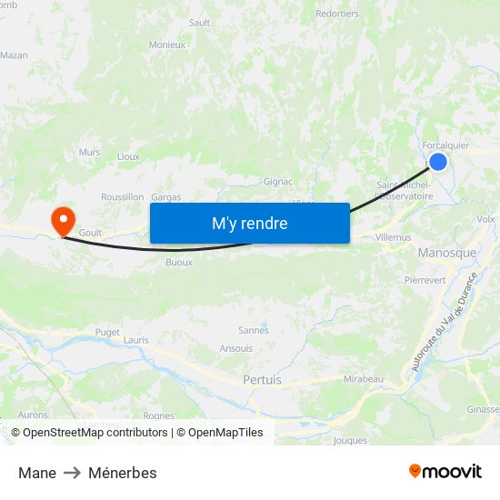 Mane to Ménerbes map