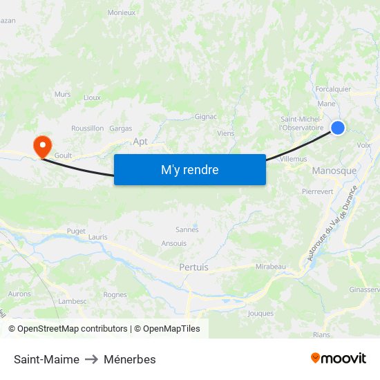Saint-Maime to Ménerbes map