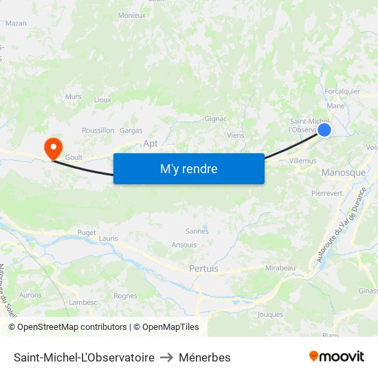 Saint-Michel-L'Observatoire to Ménerbes map