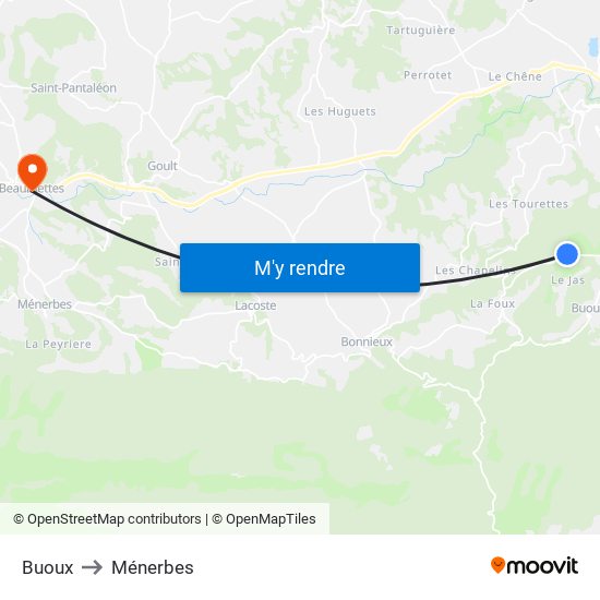 Buoux to Ménerbes map