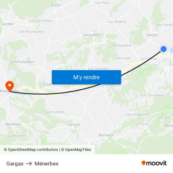 Gargas to Ménerbes map