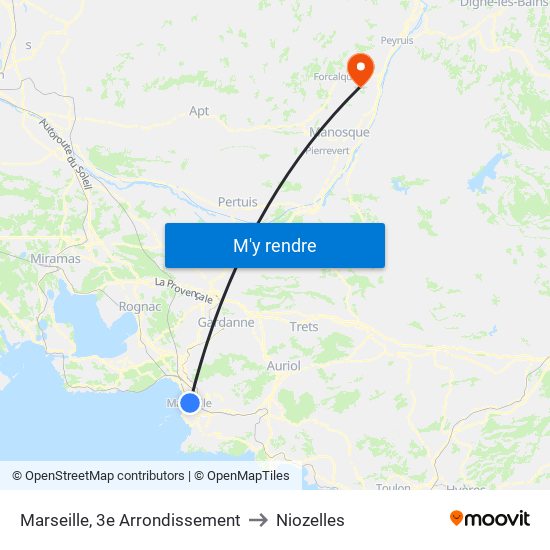 Marseille, 3e Arrondissement to Niozelles map