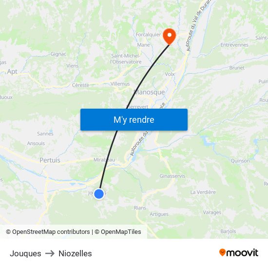 Jouques to Niozelles map