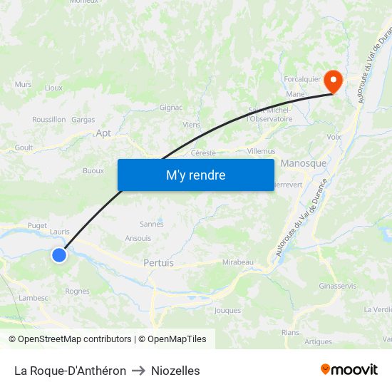 La Roque-D'Anthéron to Niozelles map