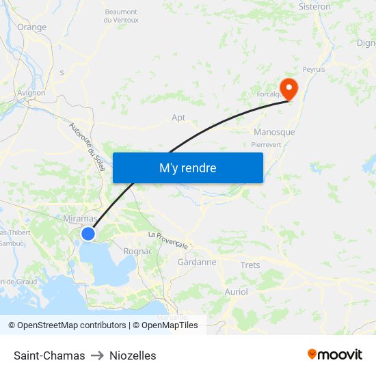 Saint-Chamas to Niozelles map