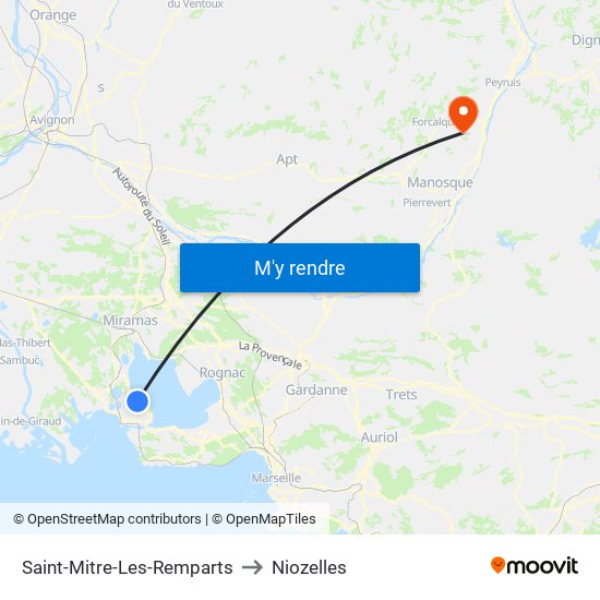 Saint-Mitre-Les-Remparts to Niozelles map