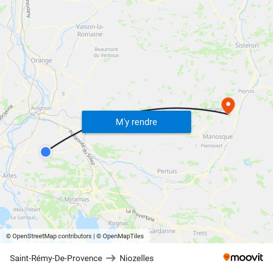 Saint-Rémy-De-Provence to Niozelles map