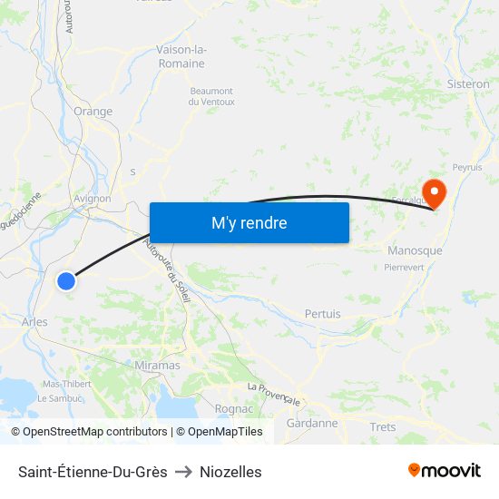 Saint-Étienne-Du-Grès to Niozelles map