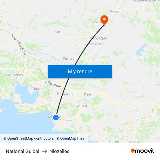 National Guibal to Niozelles map