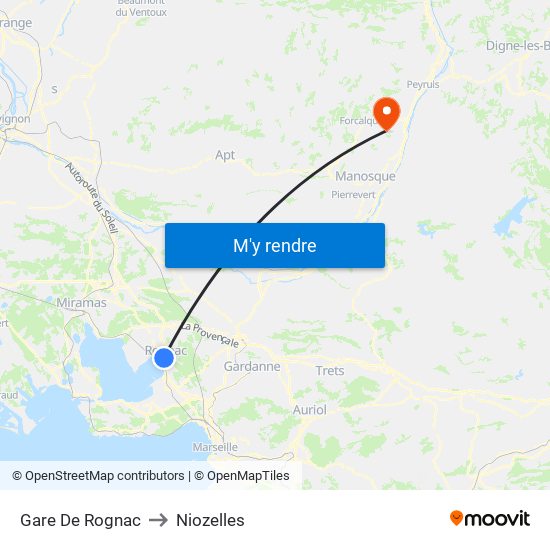 Gare De Rognac to Niozelles map