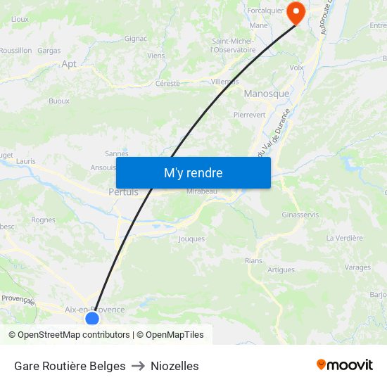 Gare Routière Belges to Niozelles map